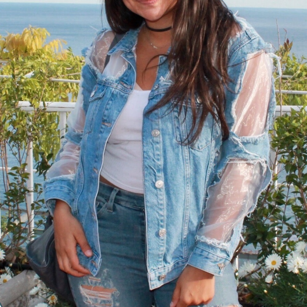 Topshop MOTO Sheer Denim Jacket